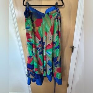Colorful silk sari reversible wrap skirt